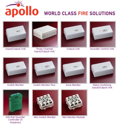 Apollo Interface Units supplied by CLC Fire Alarms, Ireland - Input/Output & Three Channel, Output, Sounder Control, Switch Monitor / Plus, Zone Monitor, Mains Switching, Module DIN-Rail Sounder Controller (5 Amperes), Mini Switch Monitor & Mini Monitor